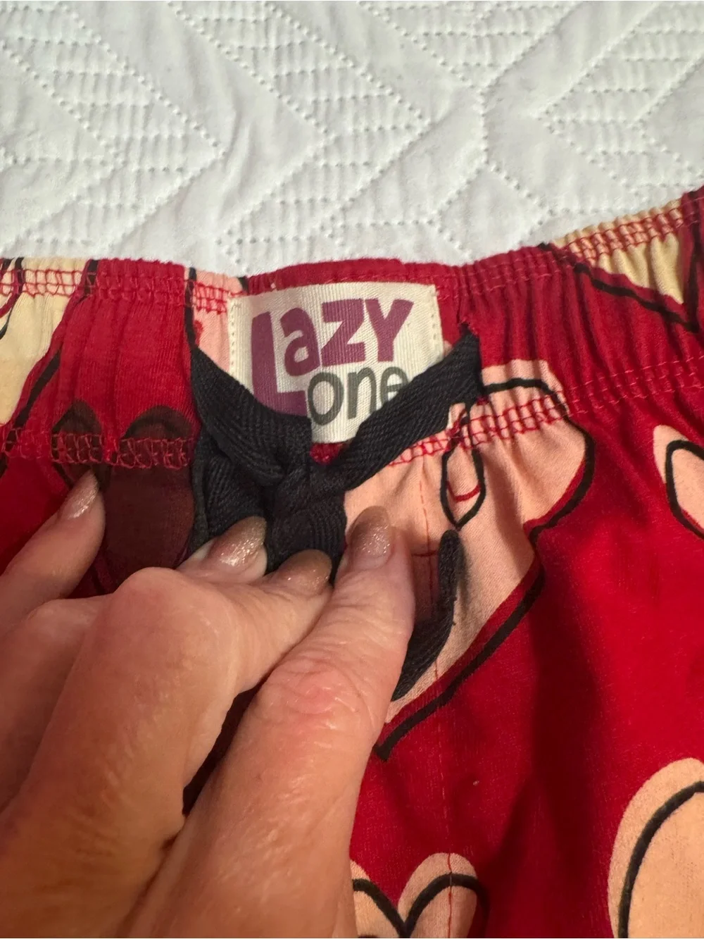 Lazy One Red Boxer Briefs with Pink and Cream Heart Print